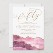 Elegantes Gold Pink 50. Geburtstag Einladung (Vorderseite)