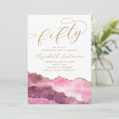 Elegantes Gold Pink 50. Geburtstag Einladung (Stehend Vorderseite)