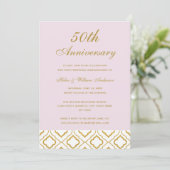 Elegantes Gold & Pink 50. Hochzeitstag Einladung (Stehend Vorderseite)