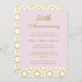 Elegantes Gold & Pink 50. Hochzeitstag Einladung (Vorne/Hinten)