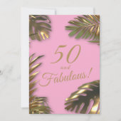 Elegantes Gold Pink Foto 50 Fantastischer Geburtst Einladung (Vorderseite)