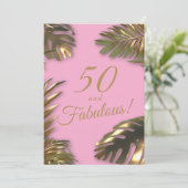 Elegantes Gold Pink Foto 50 Fantastischer Geburtst Einladung (Stehend Vorderseite)