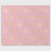 Elegantes Gold & Pink Snowflake Weihnachtsmuster Geschenkpapier (Flach)