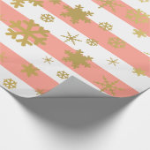 Elegantes Gold & Pink Weihnachten Snowflake Muster Geschenkpapier (Ecke)