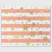 Elegantes Gold & Pink Weihnachten Snowflake Muster Geschenkpapier (Flach)