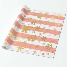 Elegantes Gold & Pink Weihnachten Snowflake Muster Geschenkpapier