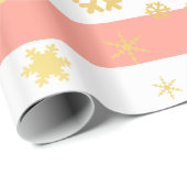 Elegantes Gold & Pink Weihnachten Snowflake Muster Geschenkpapier (Rolleneckpunkt)