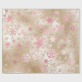 Elegantes Gold & Pink Weihnachten Snowflake Muster Geschenkpapier (Flach)