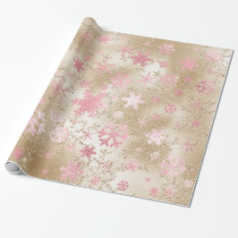 Elegantes Gold & Pink Weihnachten Snowflake Muster Geschenkpapier