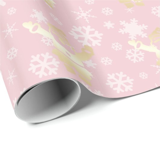 Elegantes Gold & Pink Weihnachten Weihnachten Geschenkpapier (Rolleneckpunkt)