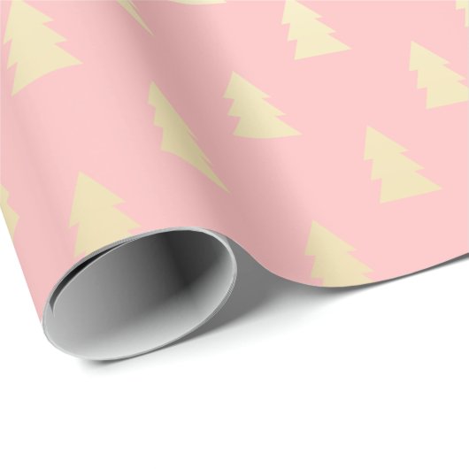 Elegantes Gold & Pink Weihnachtsbaummuster Geschenkpapier (Rolleneckpunkt)