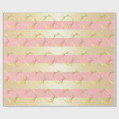 Elegantes Gold & Pink Weihnachtsblumenmuster Geschenkpapier (Flach)