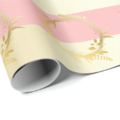 Elegantes Gold & Pink Weihnachtsblumenmuster Geschenkpapier (Rolleneckpunkt)