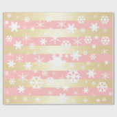 Elegantes Gold & Pink Weihnachtsgeschenk-Muster Geschenkpapier (Flach)