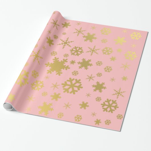 Elegantes Gold & Pink Weihnachtsgeschenk-Muster Geschenkpapier (Ungerollt)