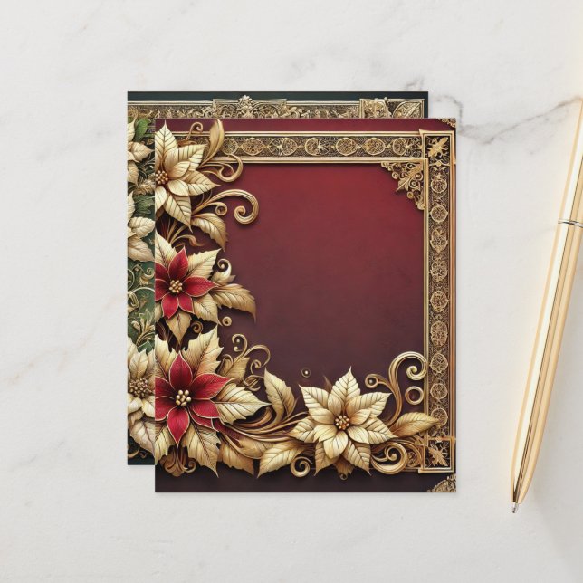 Elegantes Gold Poinsettia Frame Scrapbook Paper (Vorderseite/Rückseite Beispiel)