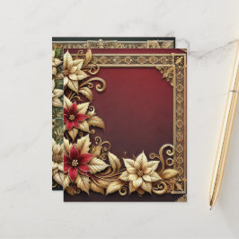 Elegantes Gold Poinsettia Frame Scrapbook Paper