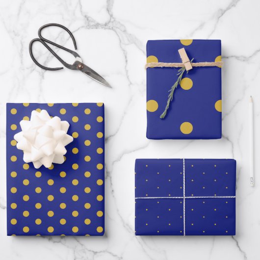 Elegantes Gold Polka Dot Geschenkpapier Set (Vorderseite)