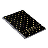 Elegantes Gold Polka Dot Schwarzes Muster Design Notizblock (Rechte Seite)