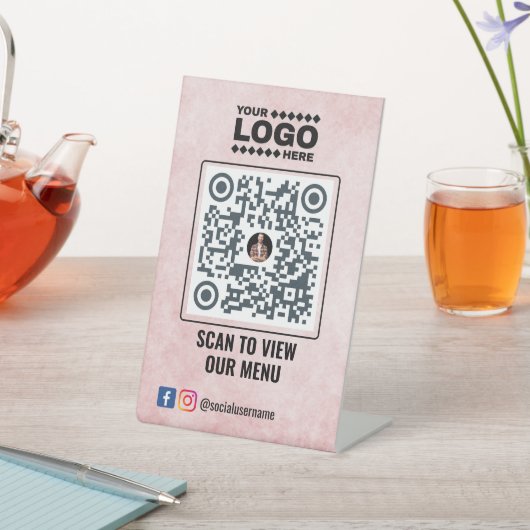 Elegantes Gold QR Code Menü Signierung: Kein Konta Sockelschild (In SItu)