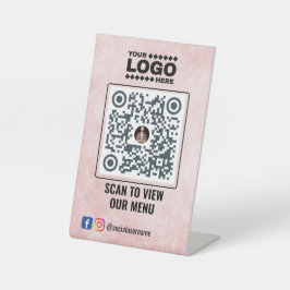 Elegantes Gold QR Code Menü Signierung: Kein Konta Sockelschild