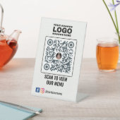 Elegantes Gold QR Code Menü Signierung: Kein Konta Sockelschild (In SItu)