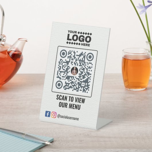 Elegantes Gold QR Code Menü Signierung: Kein Konta Sockelschild (In SItu)