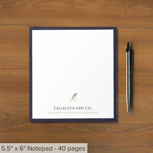 Elegantes Gold Quill Notepad Notizblock