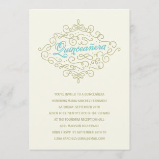 Elegantes Gold Quinceanera Party Einladung