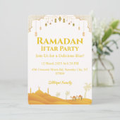 Elegantes Gold Ramadan Iftar Party Einladung (Stehend Vorderseite)