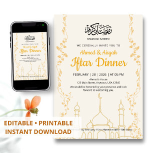 Elegantes Gold-Ramadan-Kareem-Iftar-Dinner Einladung