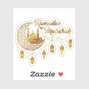 Elegantes Gold Ramadan Mubarak Moschee & Laternen Aufkleber