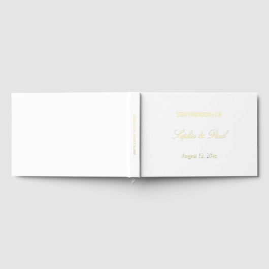 Elegantes Gold Real Foil White Wedding Gästebuch (Voll)
