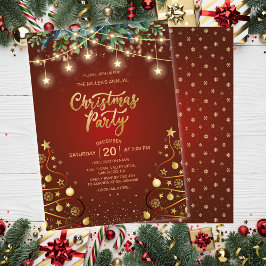 Elegantes Gold Red Christmas House Corporate Party Einladung