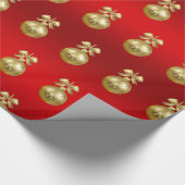 Elegantes Gold & Red Christmas Ornament Muster Geschenkpapier (Ecke)