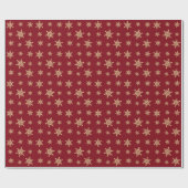 Elegantes Gold & Red Christmas Snowflake Muster Geschenkpapier (Flach)