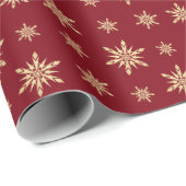 Elegantes Gold & Red Christmas Snowflake Muster Geschenkpapier (Rolleneckpunkt)