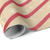 Elegantes Gold Red Christmas Snowflake Muster Geschenkpapier (Rolleneckpunkt)