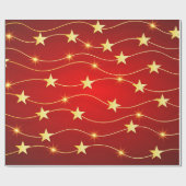 Elegantes Gold & Red Christmas Star Muster Geschenkpapier (Flach)