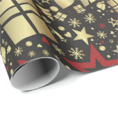 Elegantes Gold & Red Christmas Tree Muster Geschenkpapier (Rolleneckpunkt)