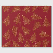 Elegantes Gold & Red Christmas Tree Muster Geschenkpapier (Flach)