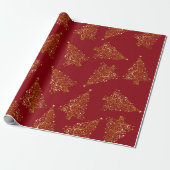 Elegantes Gold & Red Christmas Tree Muster Geschenkpapier (Ungerollt)