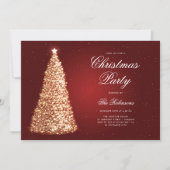 Elegantes Gold Red Christmas Tree Program Menü Einladung (Vorderseite)