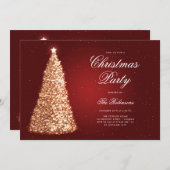 Elegantes Gold Red Christmas Tree Program Menü Einladung (Vorne/Hinten)