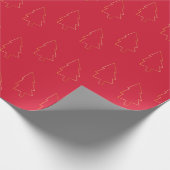 Elegantes Gold Red Christmas Tree Wrapping Paper Geschenkpapier (Ecke)