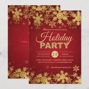 Elegantes Gold & Red Corporate Christmas Party Einladung