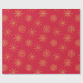 Elegantes Gold Red Handrawn Snowflake Wrapping Pap Geschenkpapier (Flach)