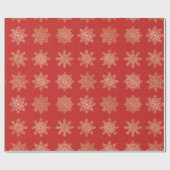 Elegantes Gold & Red Snowflake Weihnachtsmuster Geschenkpapier (Flach)
