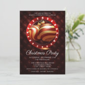 Elegantes Gold Red White Corporate Weihnachts-Part Einladung (Stehend Vorderseite)