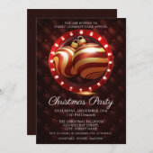 Elegantes Gold Red White Corporate Weihnachts-Part Einladung (Vorne/Hinten)